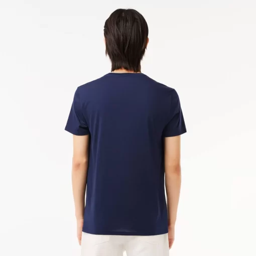 T-Shirt Col V En Jersey De Coton Pima Uni | Lacoste New