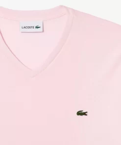 T-Shirt Col V En Jersey De Coton Pima Uni | Lacoste Discount