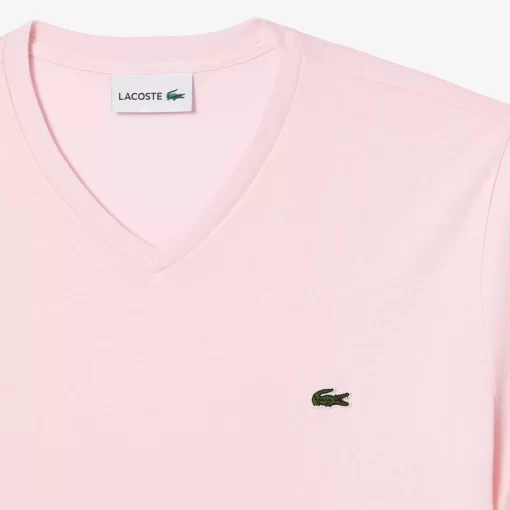 T-Shirt Col V En Jersey De Coton Pima Uni | Lacoste Discount