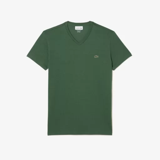 T-Shirt Col V En Jersey De Coton Pima Uni | Lacoste Cheap