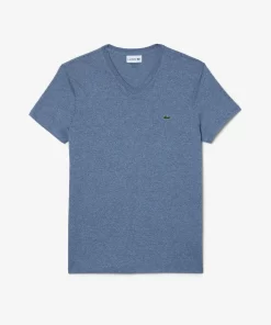 T-Shirt Col V En Jersey De Coton Pima Uni | Lacoste Fashion