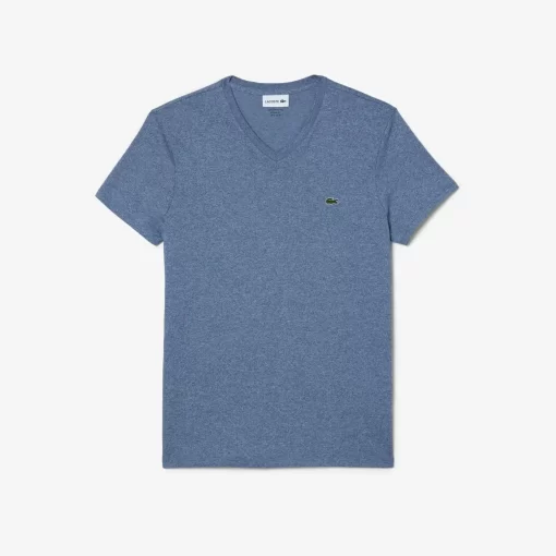 T-Shirt Col V En Jersey De Coton Pima Uni | Lacoste Fashion