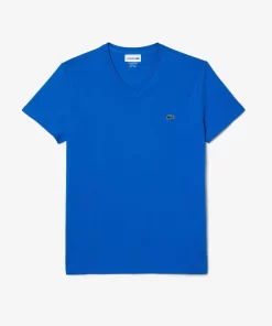 T-Shirt Col V En Jersey De Coton Pima Uni | Lacoste Store