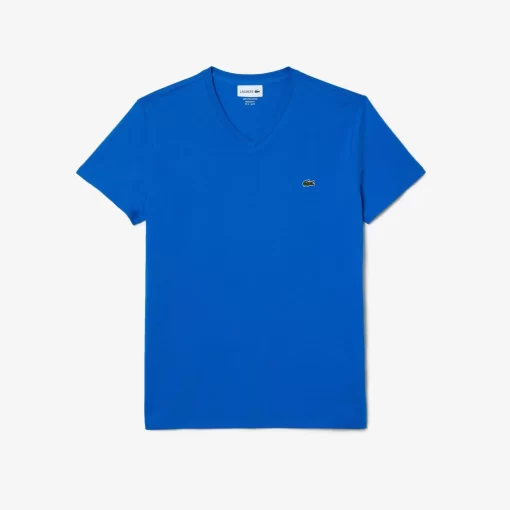 T-Shirt Col V En Jersey De Coton Pima Uni | Lacoste Store