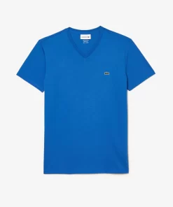 T-Shirt Col V En Jersey De Coton Pima Uni | Lacoste New