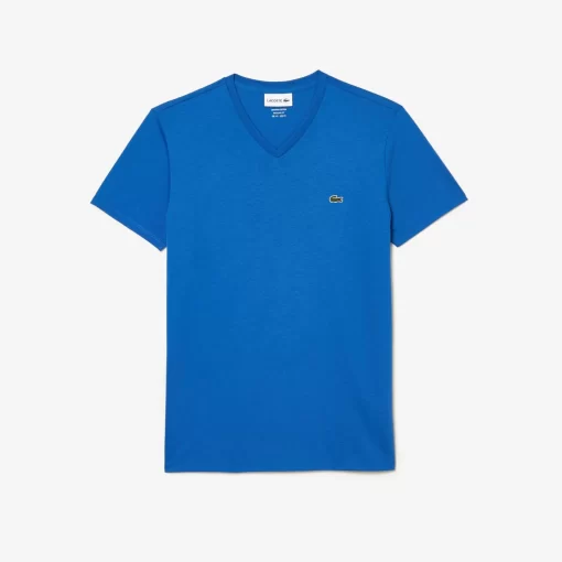 T-Shirt Col V En Jersey De Coton Pima Uni | Lacoste New