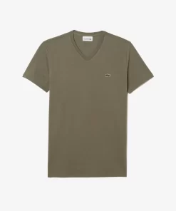 T-Shirt Col V En Jersey De Coton Pima Uni | Lacoste Cheap