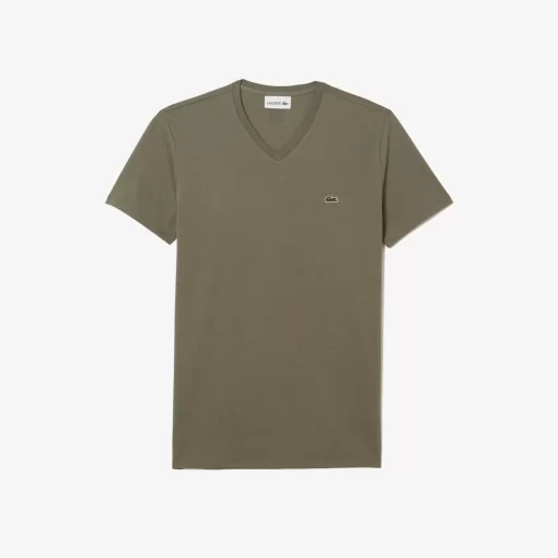 T-Shirt Col V En Jersey De Coton Pima Uni | Lacoste Cheap