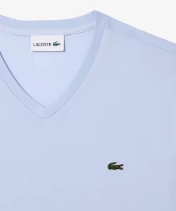 T-Shirt Col V En Jersey De Coton Pima Uni | Lacoste Clearance