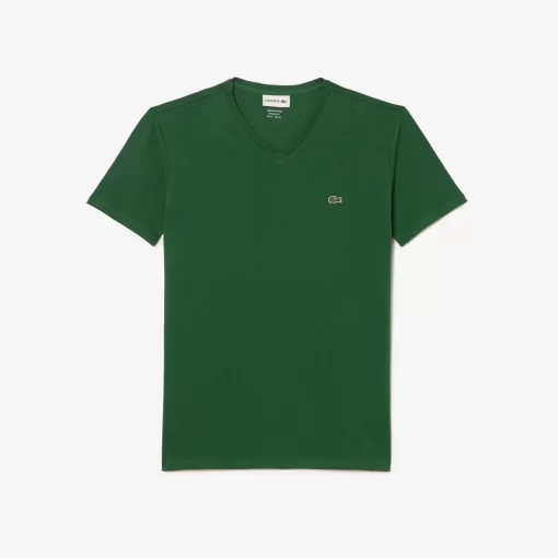 T-Shirt Col V En Jersey De Coton Pima Uni | Lacoste Hot