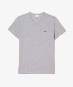 T-Shirt Col V En Jersey De Coton Pima Uni | Lacoste Fashion