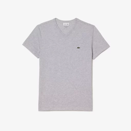 T-Shirt Col V En Jersey De Coton Pima Uni | Lacoste Fashion