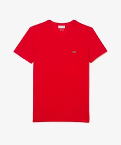 T-Shirt Col V En Jersey De Coton Pima Uni | Lacoste Best