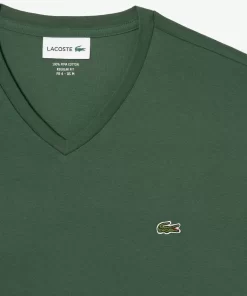 T-Shirt Col V En Jersey De Coton Pima Uni | Lacoste Cheap