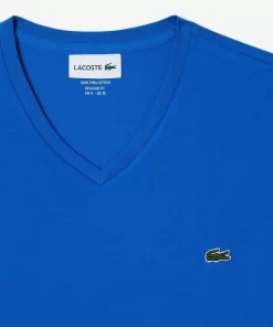 T-Shirt Col V En Jersey De Coton Pima Uni | Lacoste Store