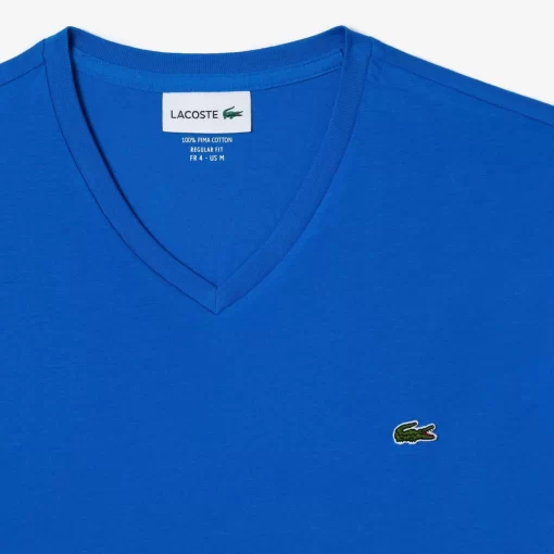 T-Shirt Col V En Jersey De Coton Pima Uni | Lacoste Store