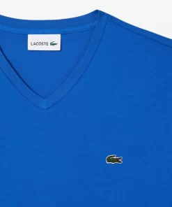 T-Shirt Col V En Jersey De Coton Pima Uni | Lacoste Clearance