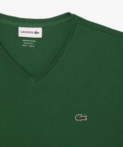 T-Shirt Col V En Jersey De Coton Pima Uni | Lacoste Hot