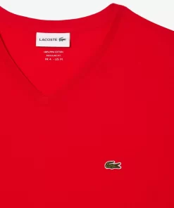 T-Shirt Col V En Jersey De Coton Pima Uni | Lacoste Best