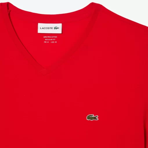 T-Shirt Col V En Jersey De Coton Pima Uni | Lacoste Best