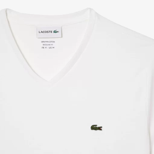 T-Shirt Col V En Jersey De Coton Pima Uni | Lacoste Online