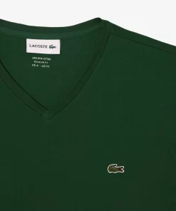 T-Shirt Col V En Jersey De Coton Pima Uni | Lacoste Hot