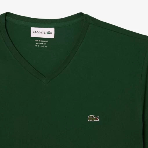 T-Shirt Col V En Jersey De Coton Pima Uni | Lacoste Hot