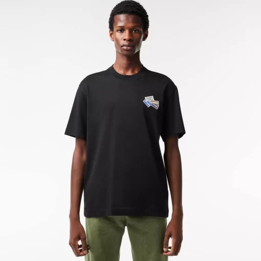 T-Shirt En Jersey De Coton Epais Avec Badges | Lacoste Clearance