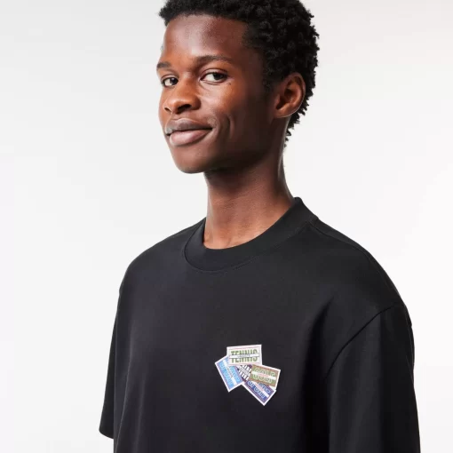 T-Shirt En Jersey De Coton Epais Avec Badges | Lacoste Clearance