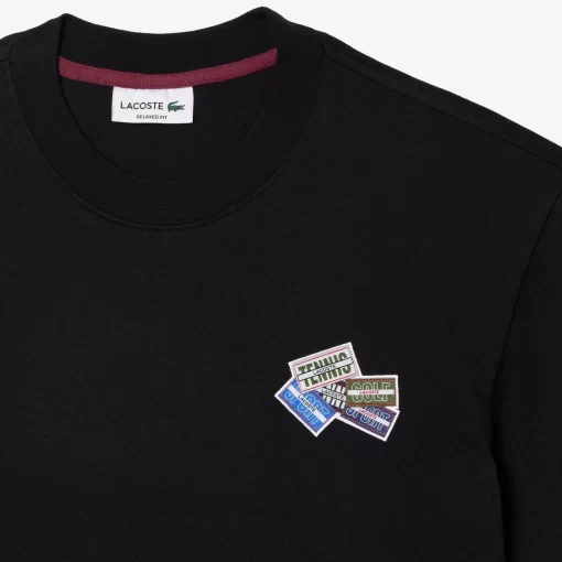 T-Shirt En Jersey De Coton Epais Avec Badges | Lacoste Clearance