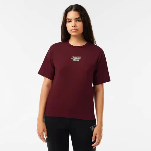 T-Shirt En Jersey De Coton Imprime | Lacoste Discount