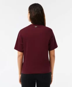 T-Shirt En Jersey De Coton Imprime | Lacoste Discount