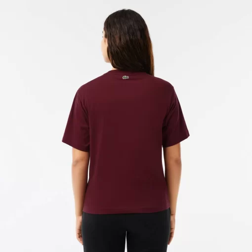 T-Shirt En Jersey De Coton Imprime | Lacoste Discount