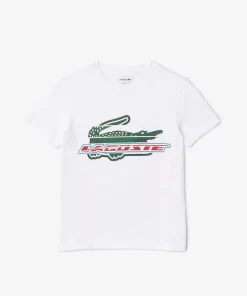 T-Shirt Enfant Avec Imprime Contraste En Jersey De Coton | Lacoste Flash Sale