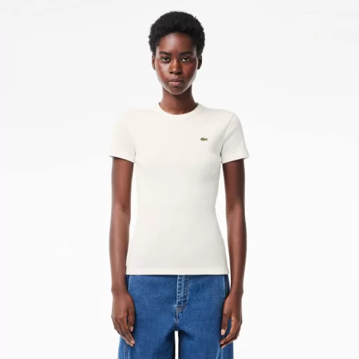 T-Shirt Femme Slim Fit En Coton Biologique | Lacoste Discount