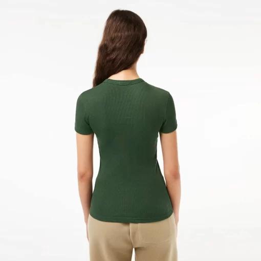 T-Shirt Femme Slim Fit En Coton Biologique | Lacoste Fashion