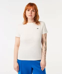 T-Shirt Femme Slim Fit En Coton Biologique | Lacoste Discount