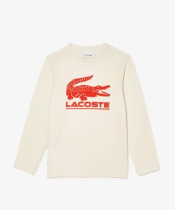 T-Shirt Manches Longues A Imprime Contraste | Lacoste Flash Sale