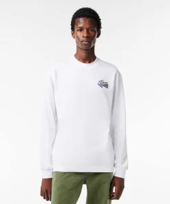 T-Shirt Manches Longues En Coton Avec Badges | Lacoste Sale