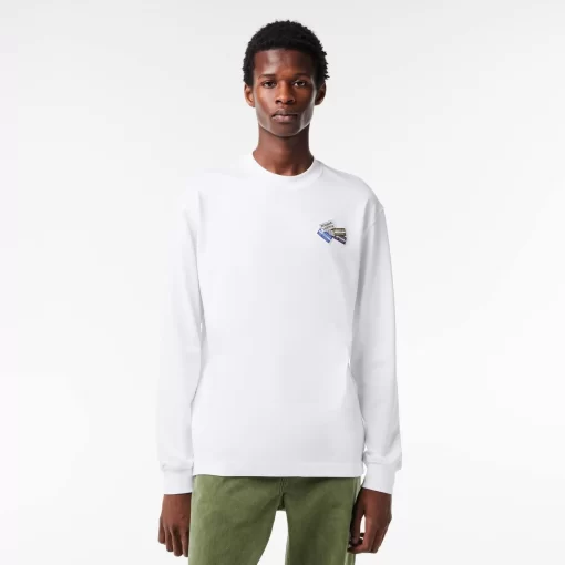 T-Shirt Manches Longues En Coton Avec Badges | Lacoste Sale