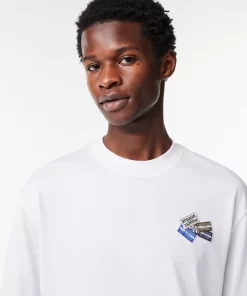 T-Shirt Manches Longues En Coton Avec Badges | Lacoste Sale