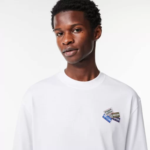 T-Shirt Manches Longues En Coton Avec Badges | Lacoste Sale