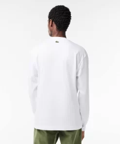 T-Shirt Manches Longues En Coton Avec Badges | Lacoste Sale