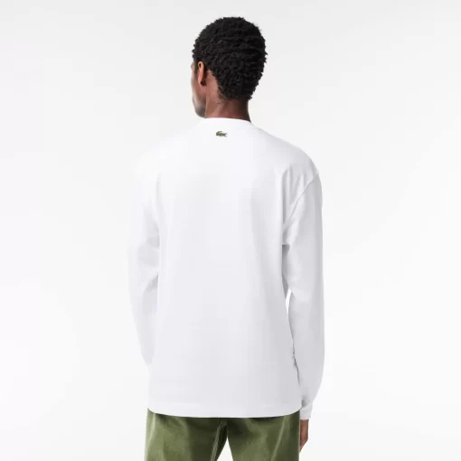 T-Shirt Manches Longues En Coton Avec Badges | Lacoste Sale