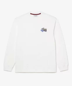 T-Shirt Manches Longues En Coton Avec Badges | Lacoste Sale