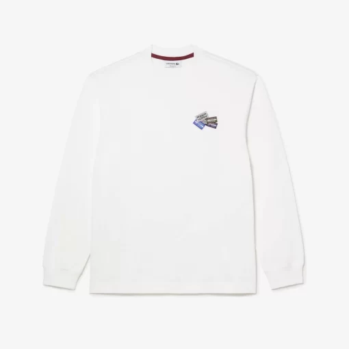 T-Shirt Manches Longues En Coton Avec Badges | Lacoste Sale