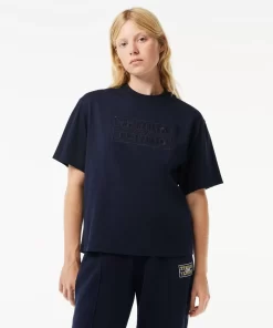 T-Shirt Oversize En Coton Broderie Tennis | Lacoste Shop