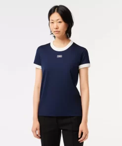 T-Shirt Slim Fit En Coton Badge Tennis | Lacoste Cheap