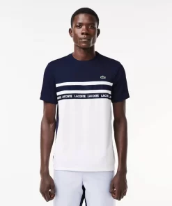 T-Shirt Tennis En Pique Ultra-Dry A Bande Siglee | Lacoste Outlet