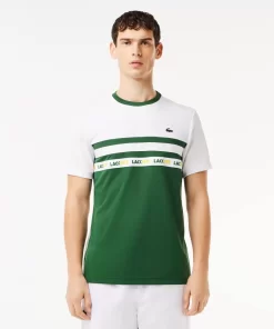 T-Shirt Tennis En Pique Ultra-Dry A Bande Siglee | Lacoste Cheap